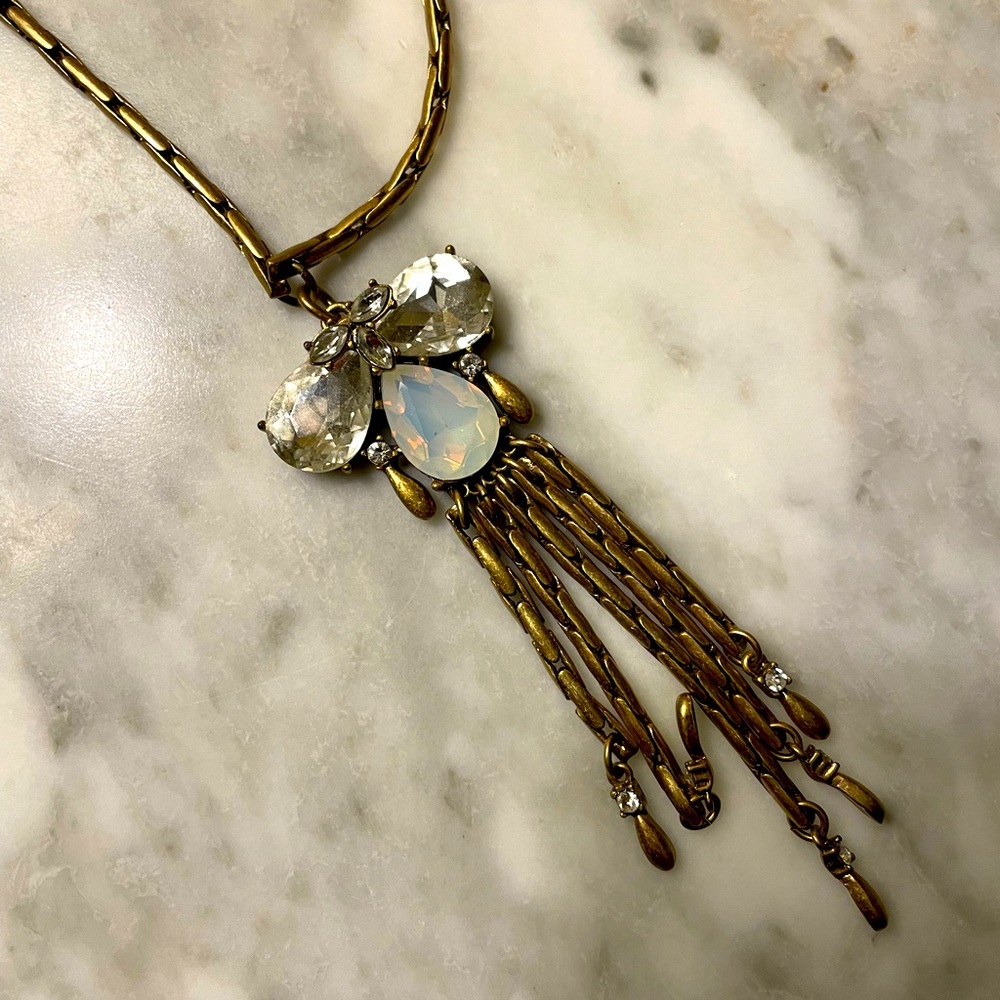 Long Necklace with Faux Diamonds